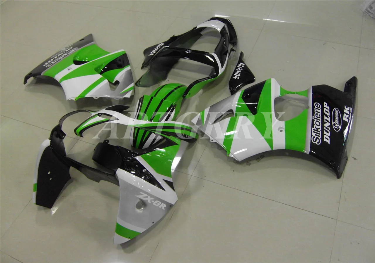 

Новый комплект обтекателей для мотоцикла из АБС-пластика, подходит для Kawasaki ZX6R 636 600cc 2000 2001 2002, белый, зеленый, черный