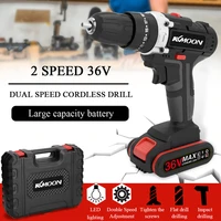 36v impact electric cordless drill high power battery wireless rechargeable hand drills brush motor home diy electric power tool