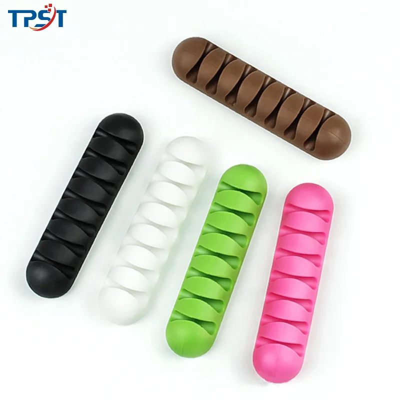 

TPST 7 Hole Cable Organizer & Clips Cable Management for Desktop & Workstation TPR Wire Manager Cord Holder For USB Cable