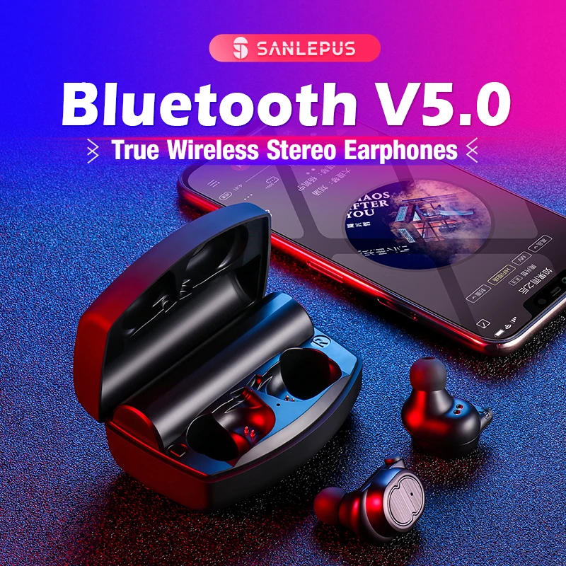 Беспроводные наушники SANLEPUS Mini Dual V5.0 Bluetooth 3D стерео звук вкладыши с двойным