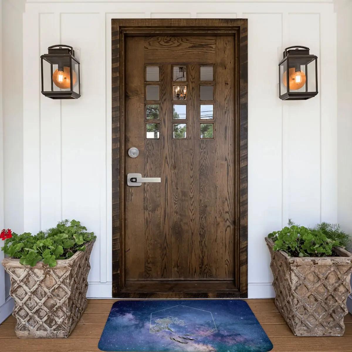 Космический коврик для входной двери с изображением огромных волн Канагавы, изготовленный из полиэстера, антискользящий, подходит для балкона и туалета, можно стирать.