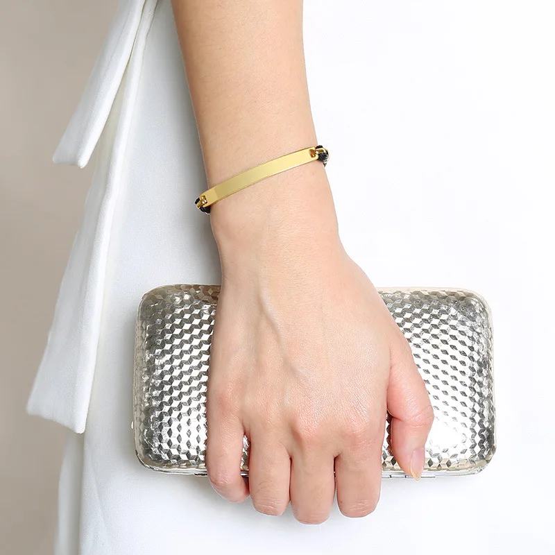 

FXM fashion jewelry for women birthday gift best selling lover bracelet 18cm leather gold color Square card bracelet