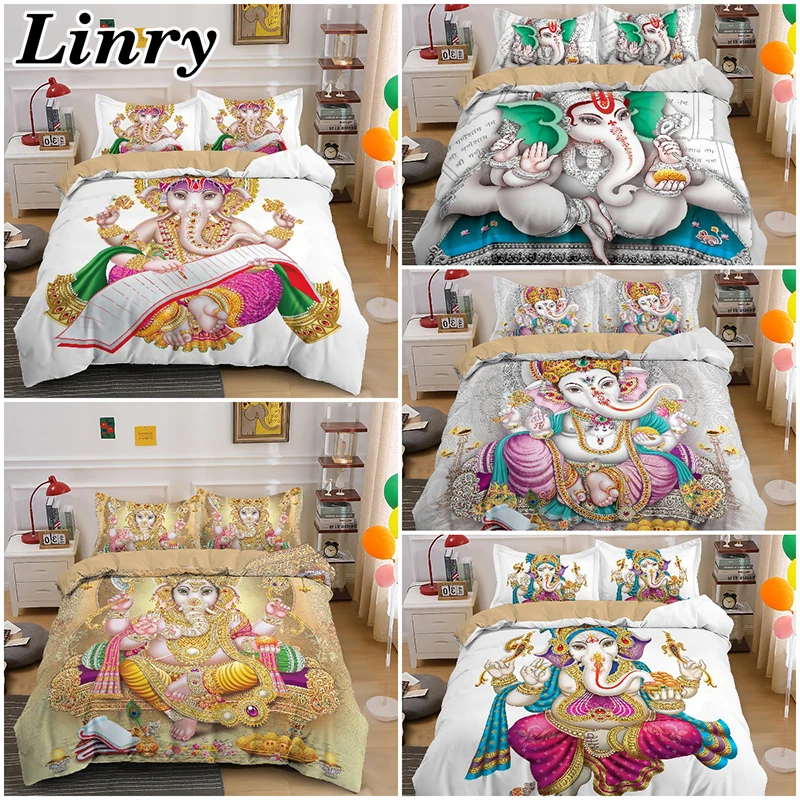 

2/3PCS Bohemian Mandala Elephant Pattern Bedding Set Animal Boho Duvet Cover Set Pillowcase King Size Bedclothes Home Textile
