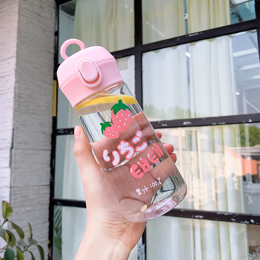 Портативная большая емкость мультяшная фруктовая бутылка для воды с поп крышкой портативная чашка