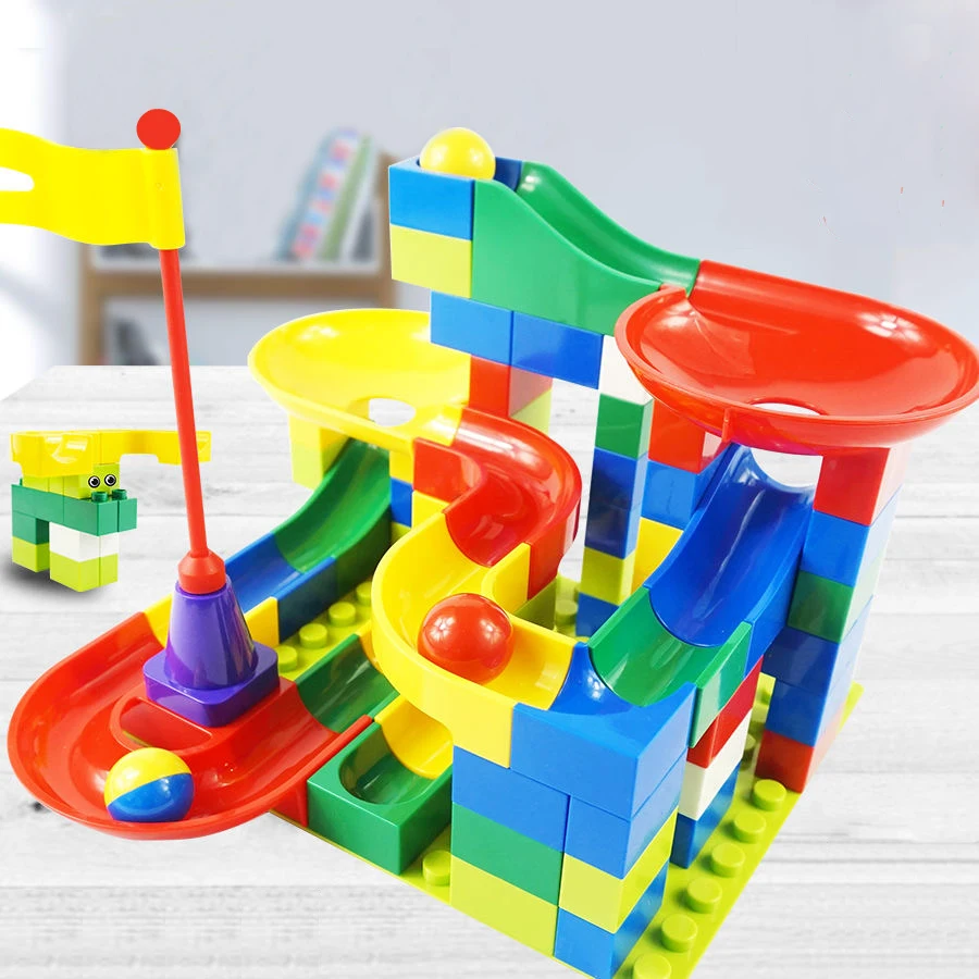 Marble Race Run DIY лабиринт с шариками строительные блоки Duploed воронка горка большой
