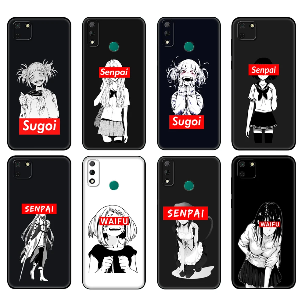 

Black tpu Case For Huawei Y9S Y6S Y8S Y5P Y7P Y8P Case For Huawei Y5 lite Prime 2018 Y6 2019 Cover Sugoi Senpai Anime waifu