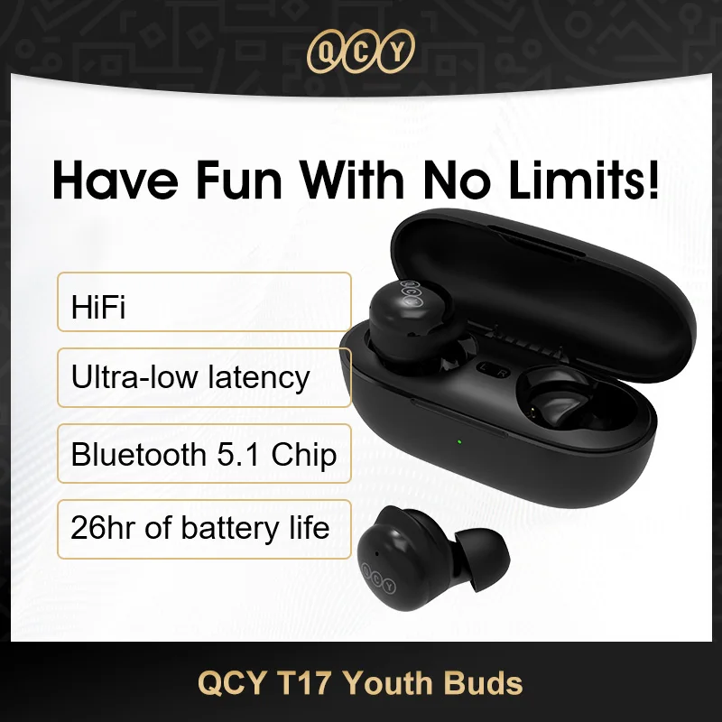 

QCY T17 Earphone Bluetooth True Wireless Earbuds BT5.1 HIFI Headphone Touch Control Low Latency Mode ENC Earbud Long Standby 26H