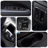 yimaautotrims black interior refit kit fit for jeep compass 2017 2020 air window lift button water cup holder cover trim