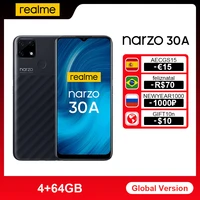 realme narzo 30a smartphone 4gb 64gb 6 5 mtk helio g85 smart phone dual camera 6000 mah fullscreen 18w android cellphones
