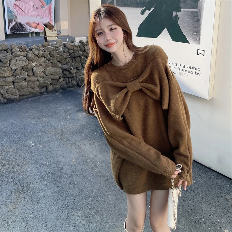 Ажурный вязаный свитер Ezgaga Женский шикарный однотонный Свободный пуловер с