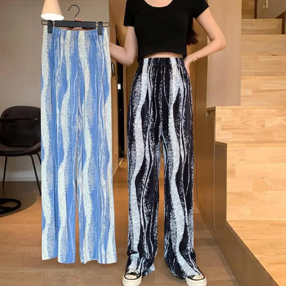 

Classic Women Trousers Breathable Casual Trousers Loose Fit Simple Leopard Print Wide Leg Trousers