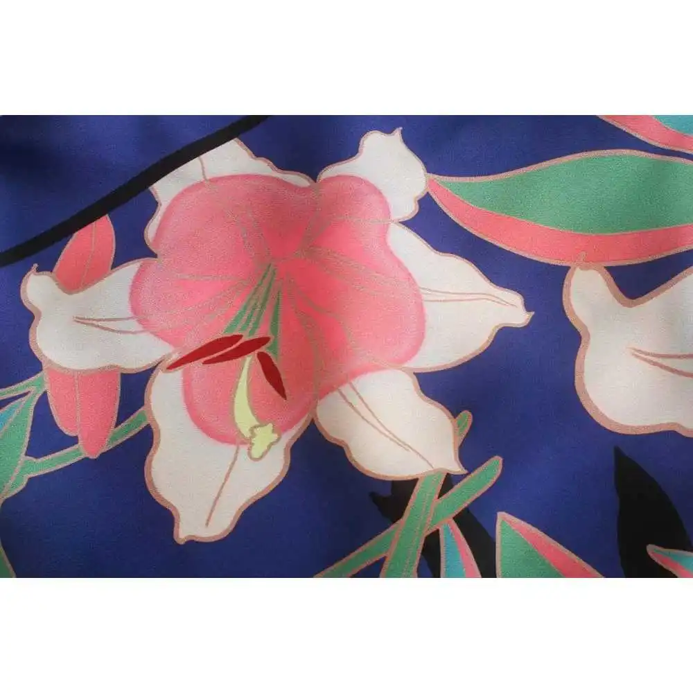 

2021 Two piece set Women Vintage Floral Cropped Blouse with Knot and Midi Skirt Summer Fashion 2 piece set Woman ensemble femme
