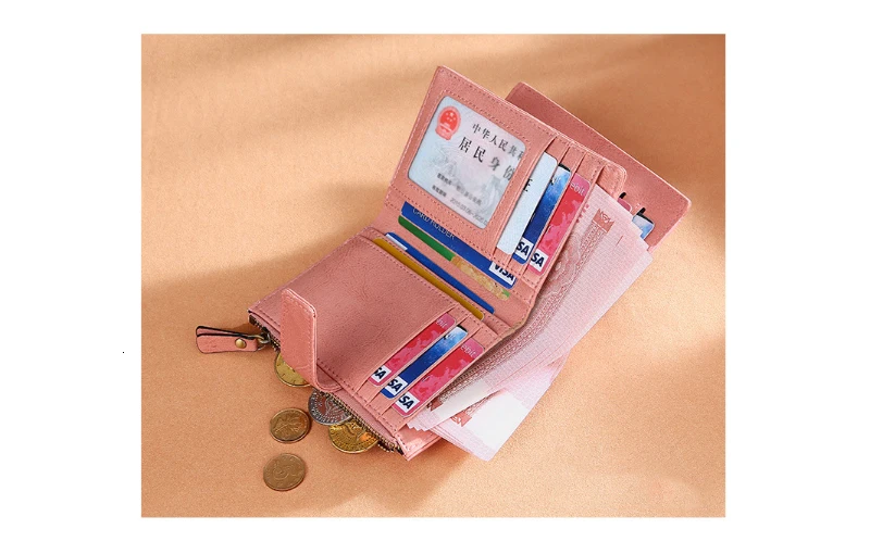 Genuine Leather Womens Wallets And Purses Coin Purse Girl Short Clutch Bags Card Holder Small Purses Carteira Feminina