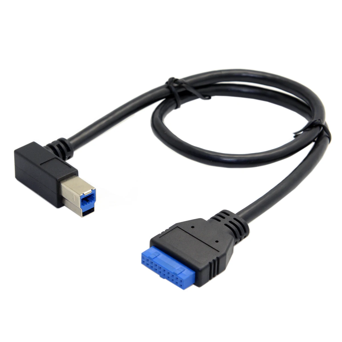 

50cm 90 Degree Left angled USB 3.0 B Type Male to USB3.0 Motherboard 19pin Header Cable