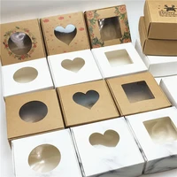24 pcs pvc window christmas candy brown gift packaging box for weddingcandycraftscakehandmade soap packing gift boxes