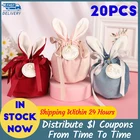 20 шт. бархатные пасхальные сумки, милый кролик, подарочная упаковка, Прямая поставка, кролик, День Святого Валентина, мешки для конфет, Свадебный, украшение для дня рождения 2022