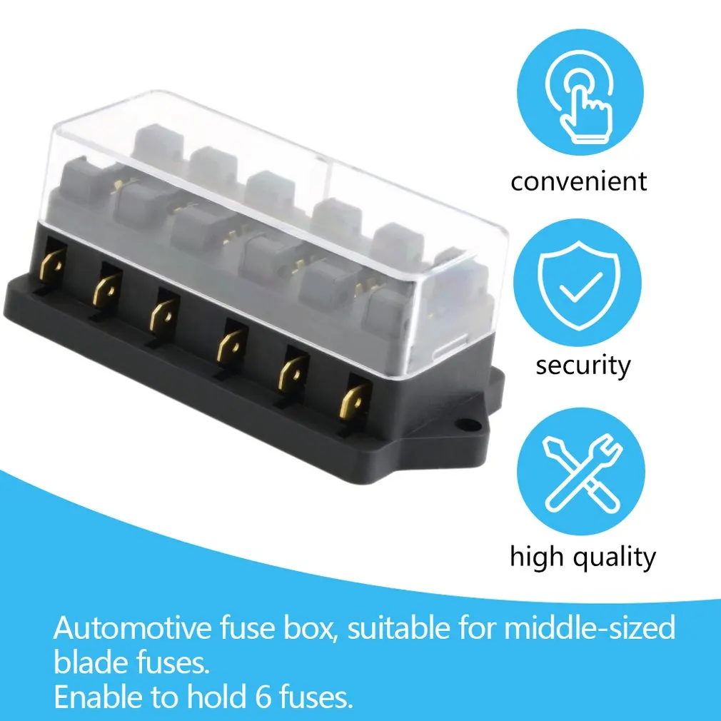 

Universal 6 way 12v fuses box, fuses holder box, vehicle circuit box, car blade fuses accessories tool Car Fuses Box