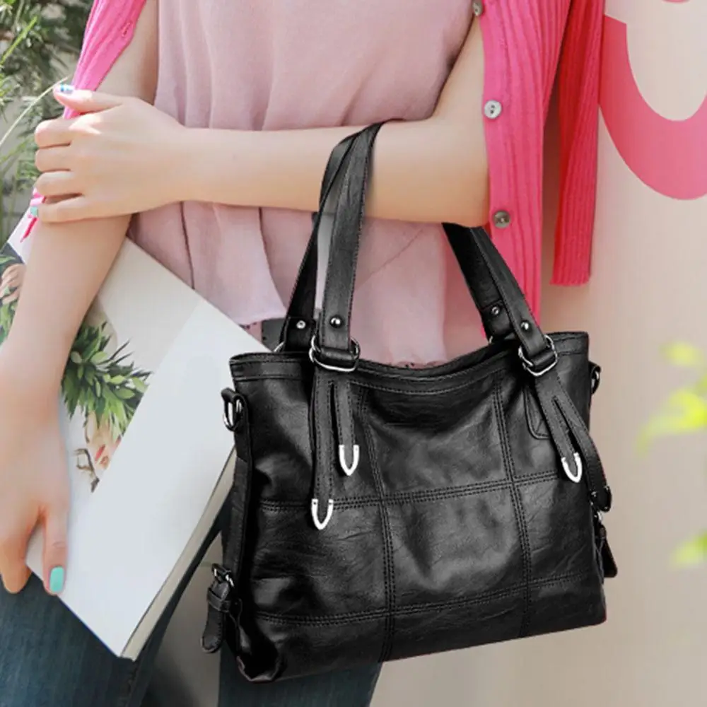 Женские ретро большие сумки модная сумка через плечо из искусственной кожи