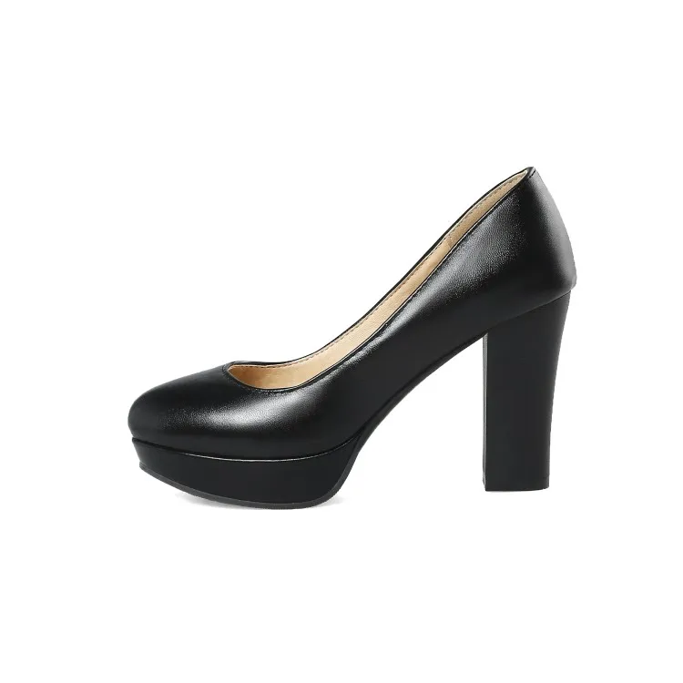 Big Size 11 12 13 14 15 platform heels women shoes woman pumps ladies Waterproof table round head high heel shallow thick | Обувь