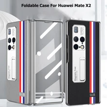 Foldable Case For Huawei Mate X2 360 Full Protective Plating Case with Tempered Glass film For Huawei Mate X2 5G Leather Cover