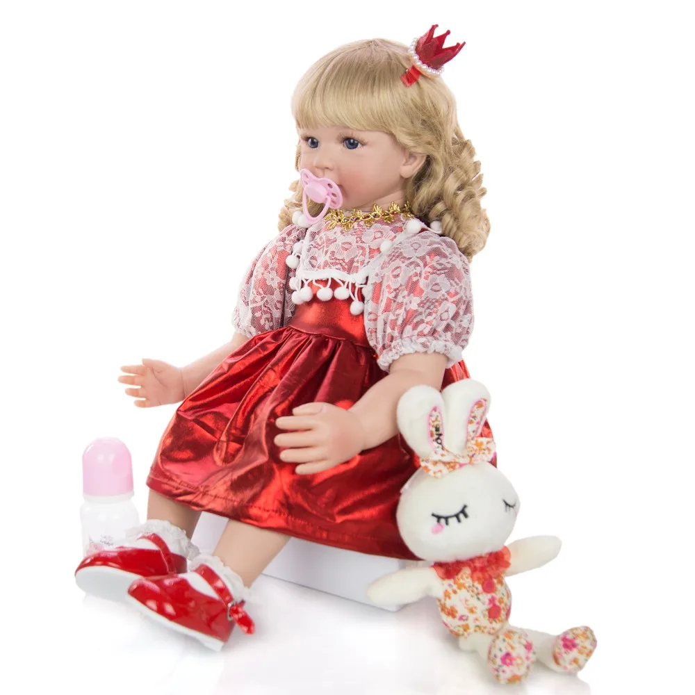 Кукла реборн с длинными кудрявыми светлыми волосами 60 см | Игрушки и хобби