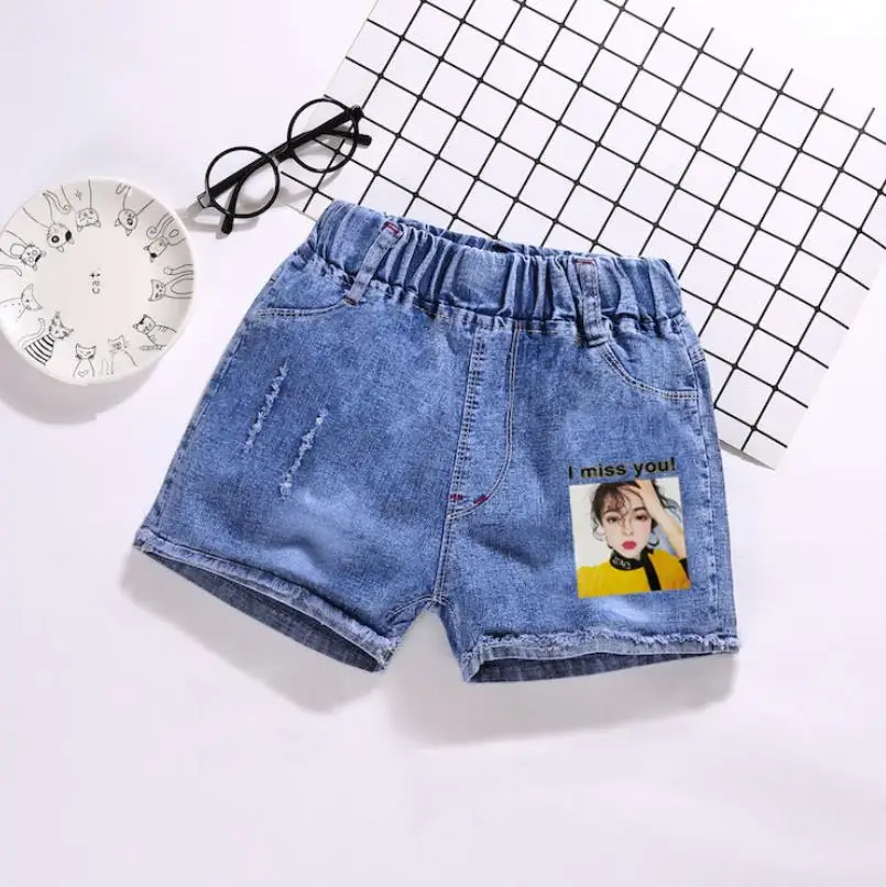 Джинсовые шорты для девочек летние детские короткие штаны с героями