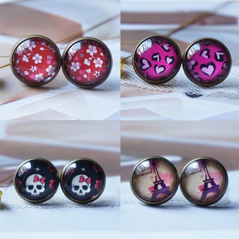 Женская Мини колошения кавайный кабошон стеклянные серьги гвоздики в виде пчелы