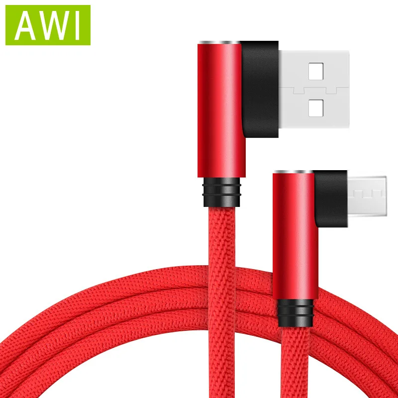 Кабель AWI Micro USB для быстрой зарядки Xiaomi Redmi Note4 4x5 шнур передачи данных 90 градусов