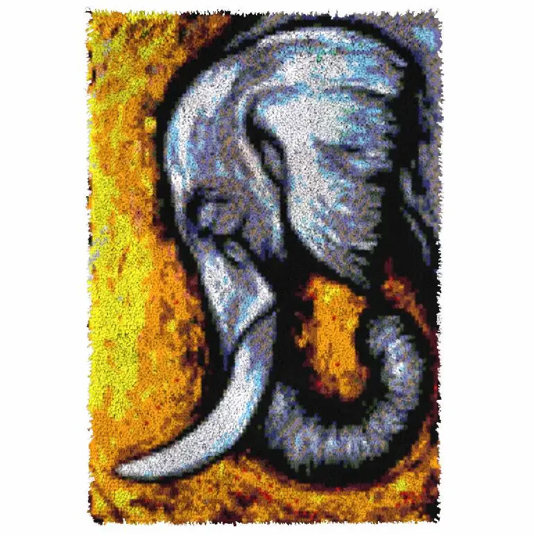 

Latch Hook Rug Kits Animal Elephant Unfinished Crocheting Tapestry 3D Yarn Needlework Cushion