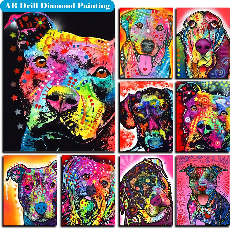 

Набор для алмазной вышивки «сделай сам», картина из квадратных страз с животными, полная выкладка, мозаика с собакой, украшение для дома