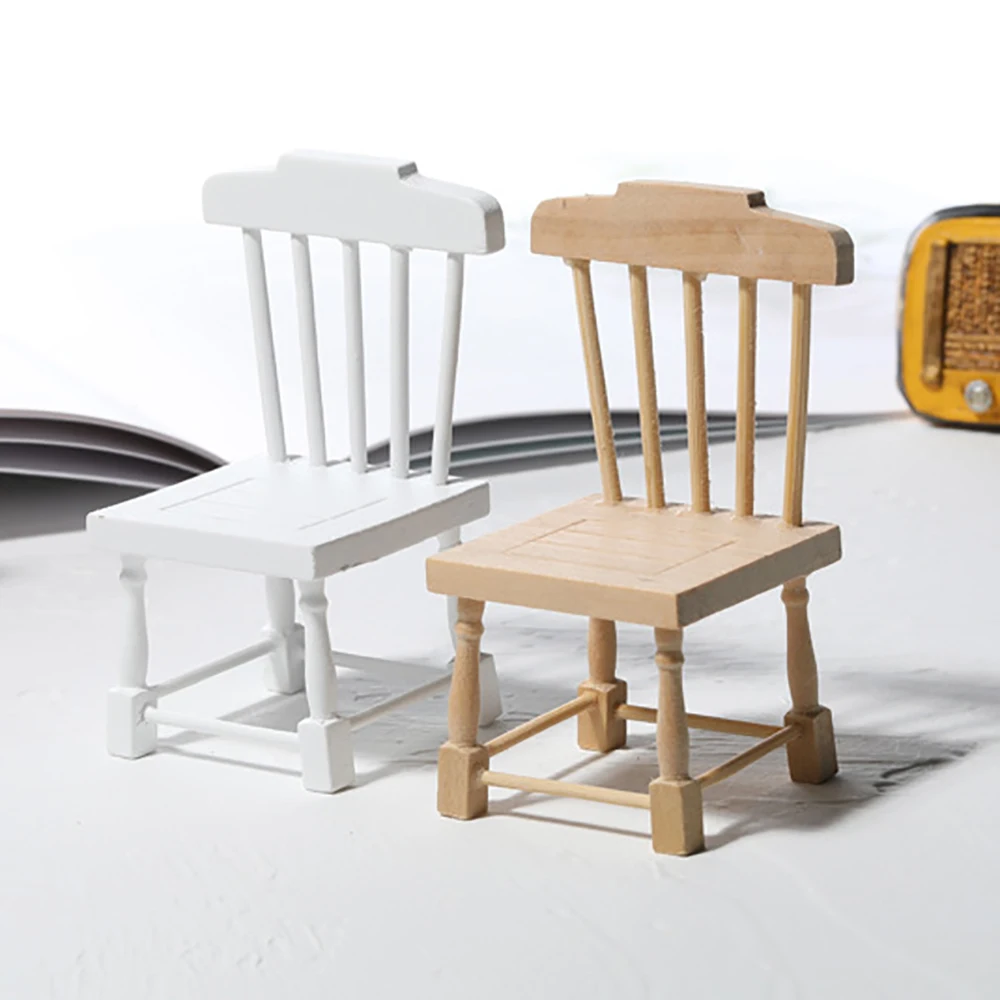 

1/12 кукольный домик Миниатюрные аксессуары мини деревянный стул модель моделирование стул мебель игрушки для украшения кукольного дома