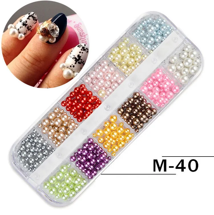 1 коробка смешанных блестящих цветов AB для ногтевого дизайна 3D Искусственные