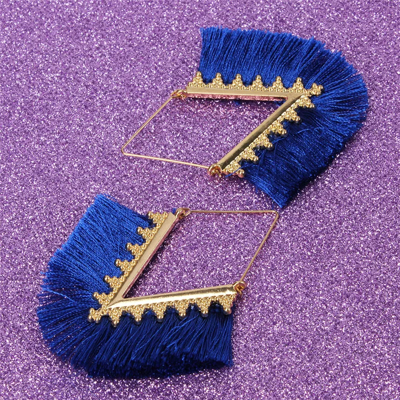 Женские богемные серьги с кисточками в стиле ретро подвески виде веревки v