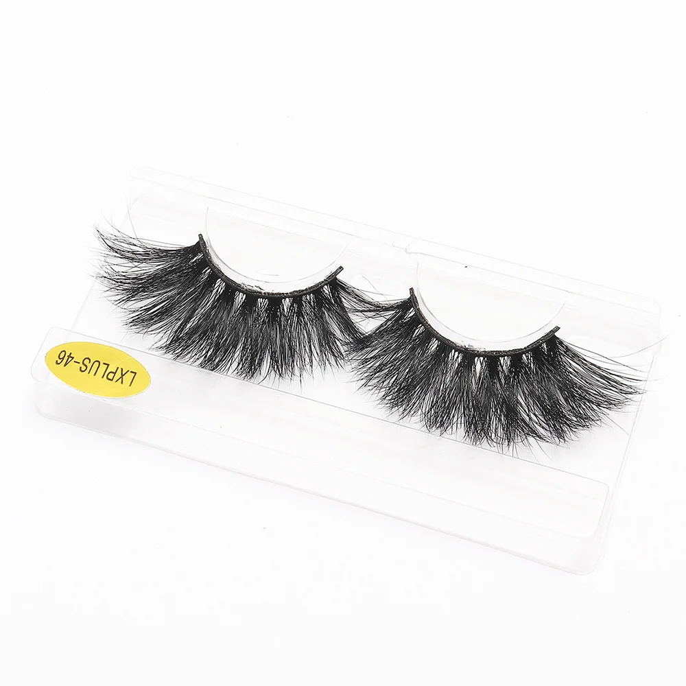 

25mm Eyelashes 5D Mink Lashes With Plastic Tray Natural Handmade Eyelashes Dramatic Eyelash Custom Lashbox Packaging