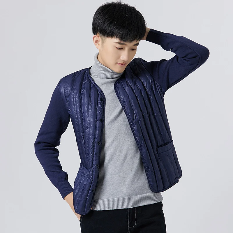 

2021 New Winter warm long sleeved cotton clothes slim round neck men's