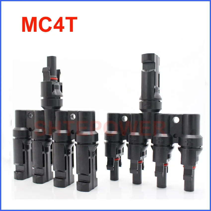 MC4 T, 3T, 4 T, 5T филиал параллельное подключение 30A 50A 1000V Электрический Солнечный MC4 разъем фотоэлектрических Панель кабель провод подключения