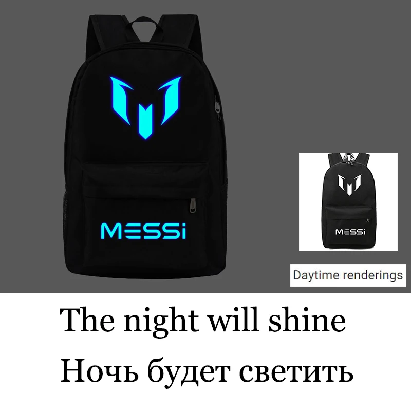 black Luminous Рюкзак Месси для подростков, школьная сумка для подростков, школьная сумка для мальчиков, Черная мужская сумка для книг - Цвет: black Luminous