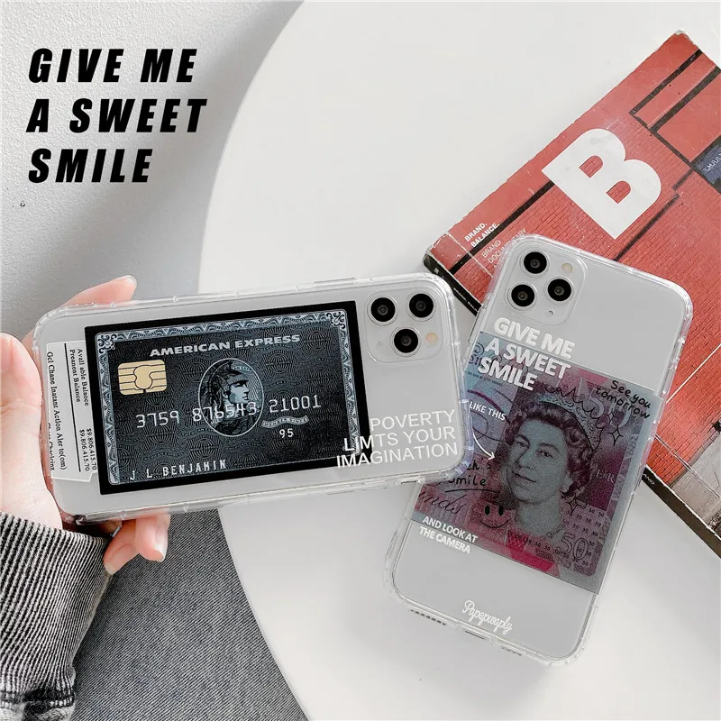 Новый популярный прозрачный чехол для телефона Queen с отделением кредитных карт