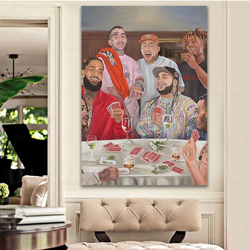 

Mac miller juice wrld lil peep XXXTentacion Painting wall Art Framed Canvas for home study dorm Wooden Frame decoration prints