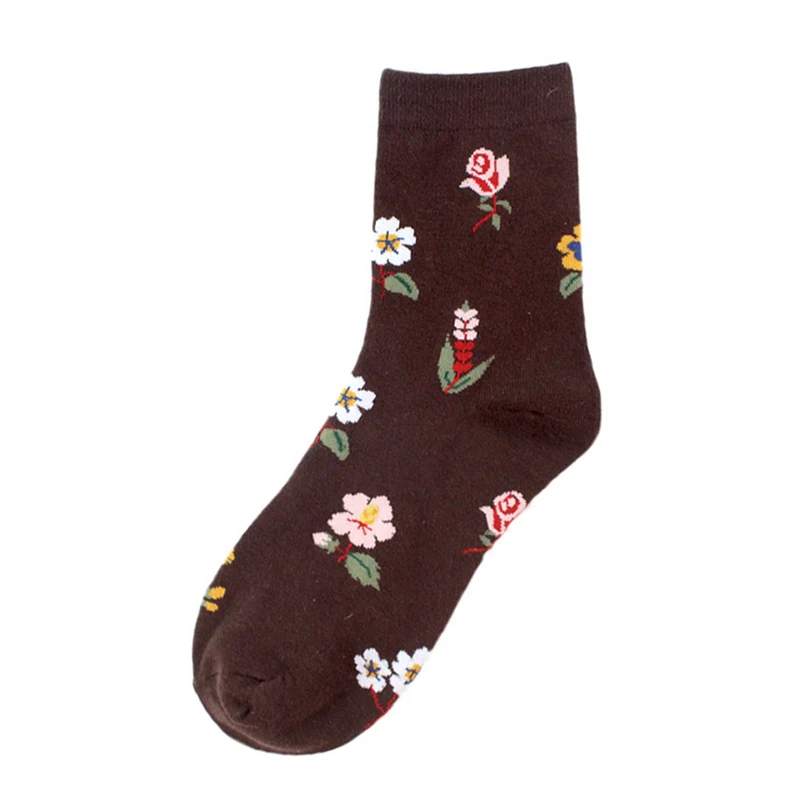 

Creative Rose Flowers Winter Cartoon Cotton Skate Casual Socks Women Girls Warm Streetwear Funny Kawaii Short Happy Cute Socks