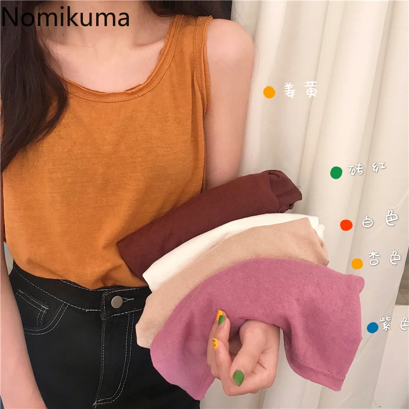 Повседневный модный жилет Nomikuma однотонная Свободная майка женские корейские