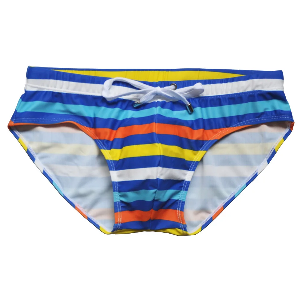 

New men's striped printing sexy triangle swimming trunks fit professional swimming trunks hot spring pants beach bikini men's