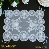 european lace embroidery beaded pendant rectangular placemat tableware cup dessert fruit dust cover coaster christmas decoration