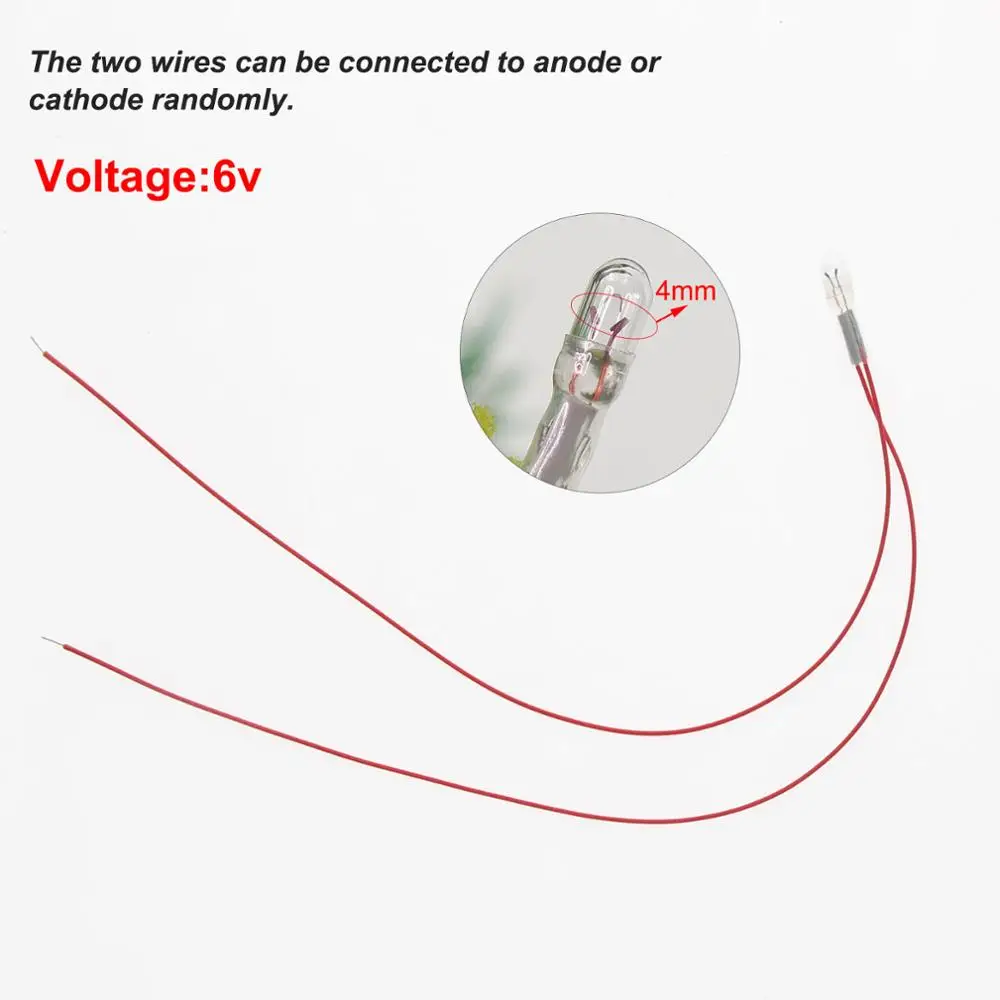 

100pcs 4mm Clear Grain of Wheat Bulbs 6V Pre-soldered 19cm Wire Mini Bulbs Warm White MP64