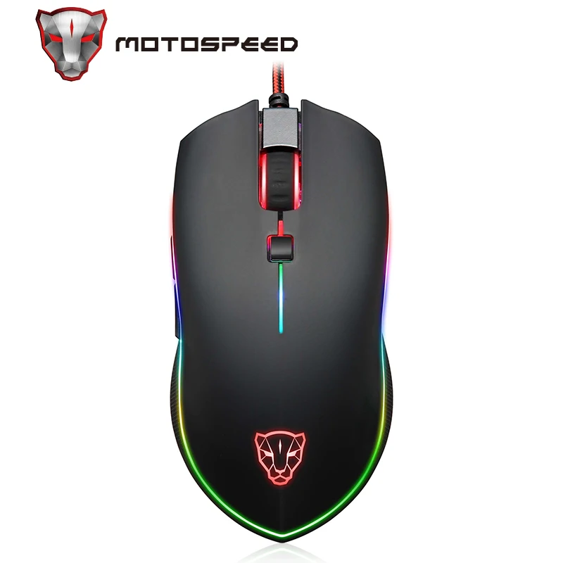 

Мышь Компьютерная Motospeed V40, USB, проводная, оптическая, 4000DPI, с RGB светодиодный светкой