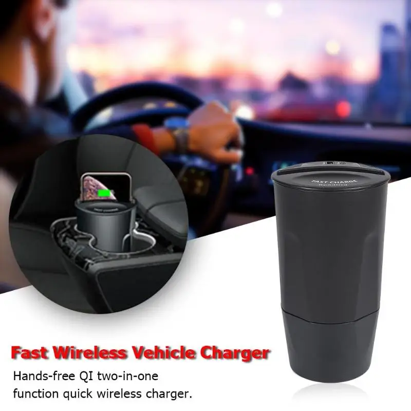 Универсальное 10 Вт Быстрое беспроводное зарядное устройство Qi USB Автомобильное
