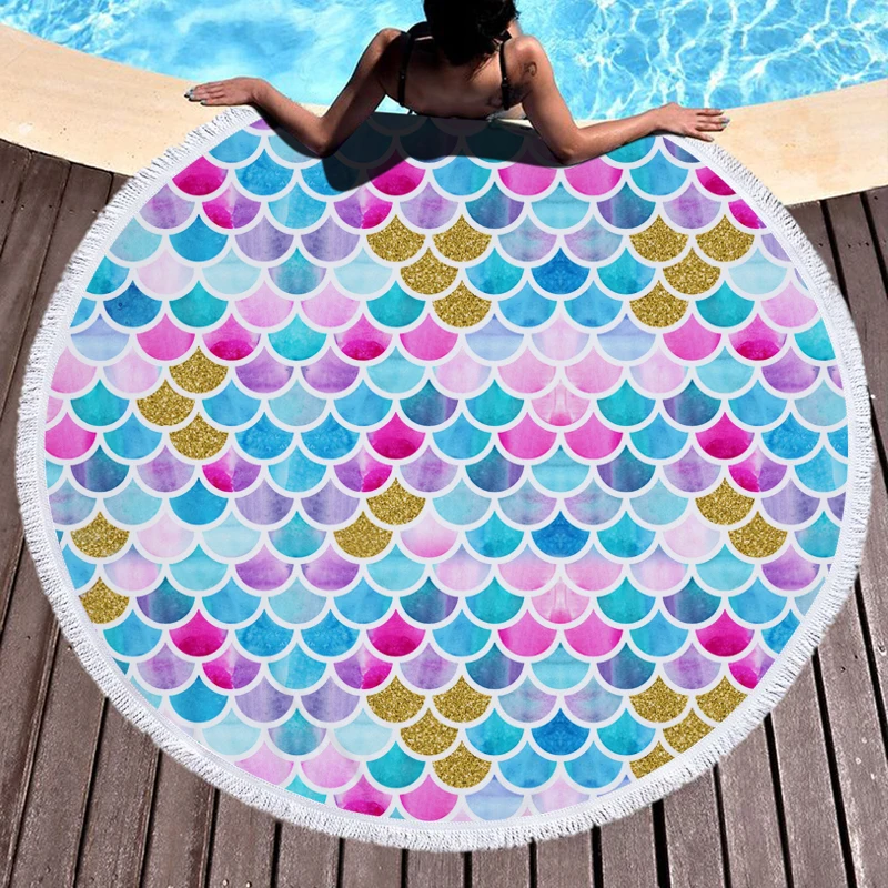 Outdoor Camping Mat Summer beach towel Fish Scale Plaid Beach Towel Cotton yoga mat Tapestry Picnic Blanket toalhas de banho |
