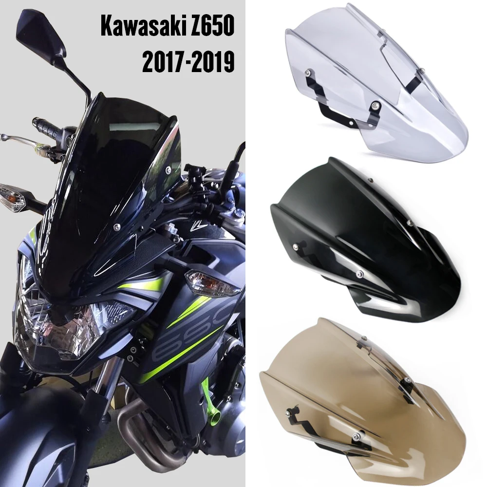 Для Kawasaki Z650 Z-650 мотоцикл лобовое стекло экран козырек ветер экран с кронштейном двойной пузырьковый Ветер Дефлектор