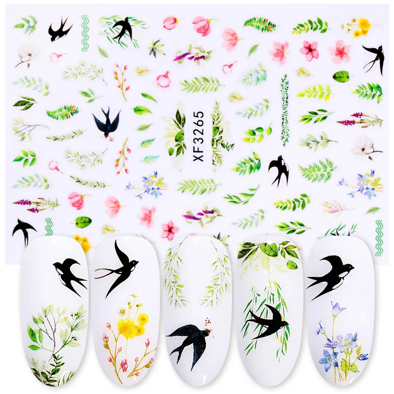 1 лист цветок узоры 3D наклейки для ногтей переводные s бумага украшения DIY Дизайн