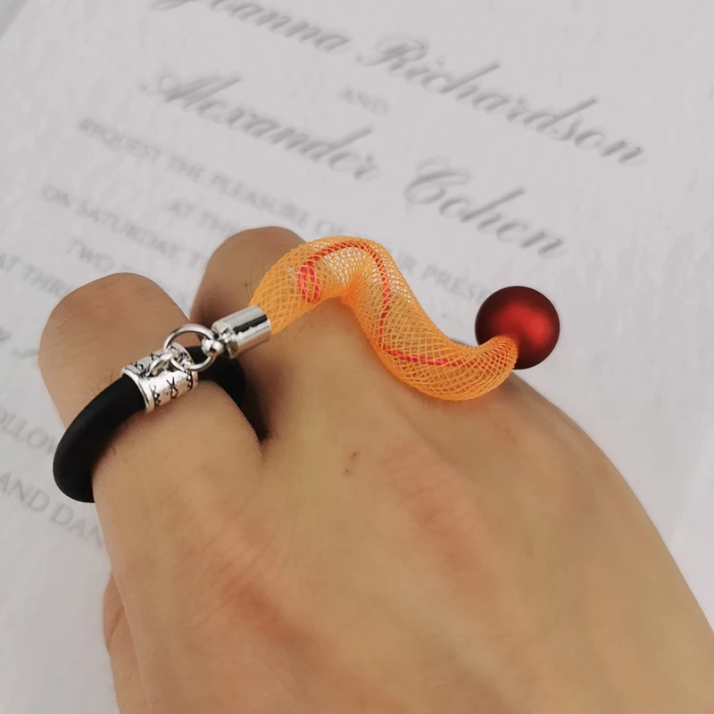 Женское кольцо с сеткой и жемчугом UKEBAY резиновое странного дизайна подарочное